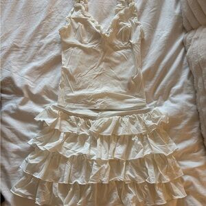 Urban Outfitters White Ruffled Dress